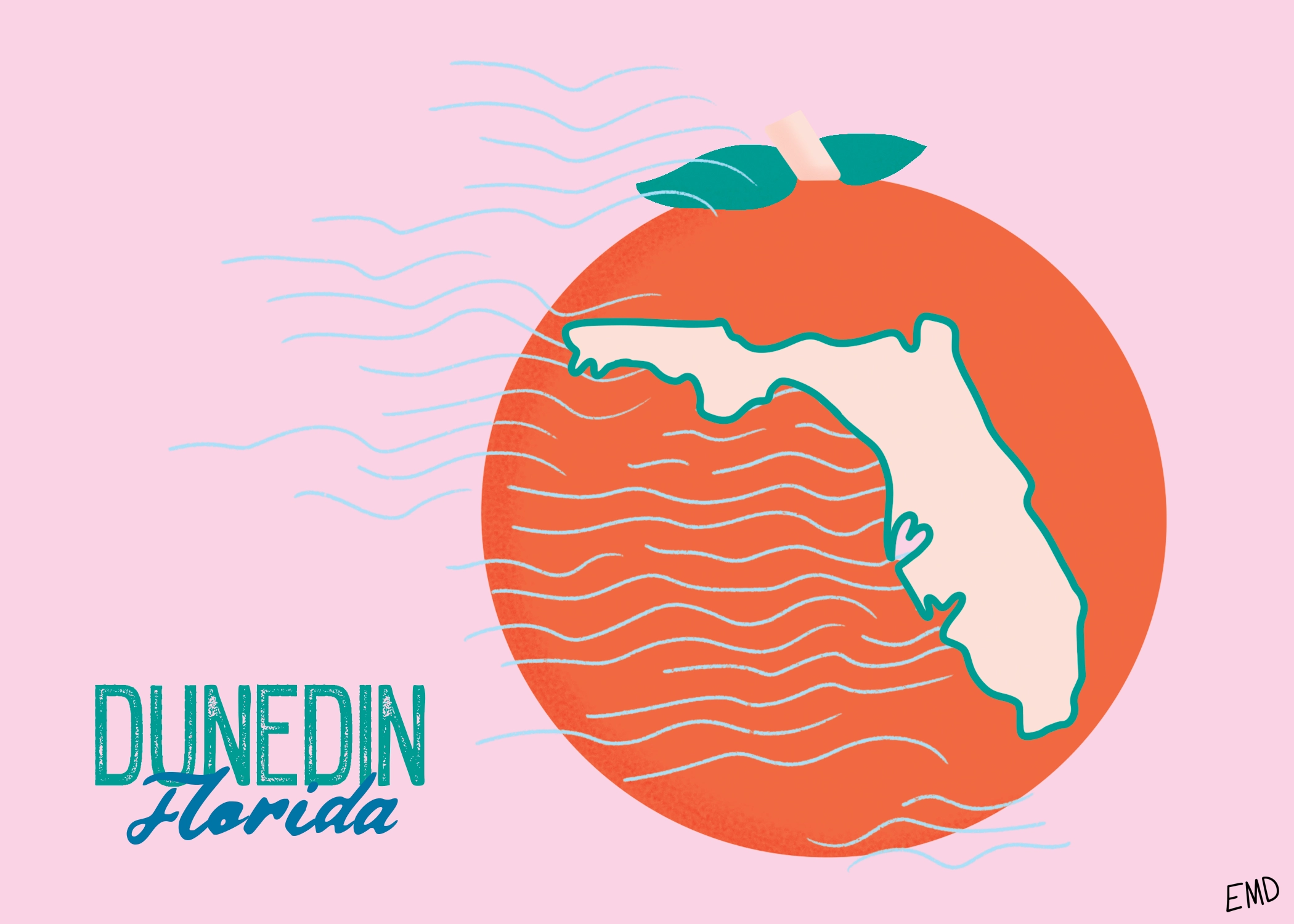 Dunedin Florida Print with Orange and Florida