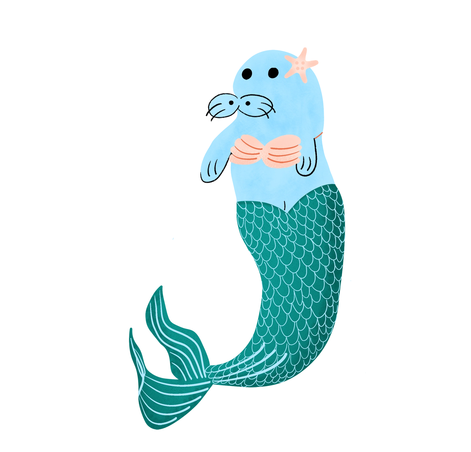 Manatee mermaid illustration